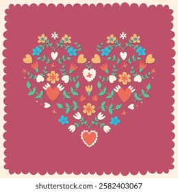 Happy Valentine's day greeting card. Handdrawn illustration.