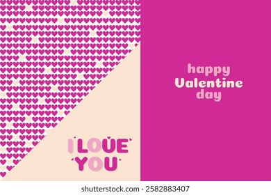 Happy Valentine's Day greeting card set. Trendy vector illustration.