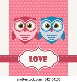 Happy Valentine's Day Greeting Card with Owls
