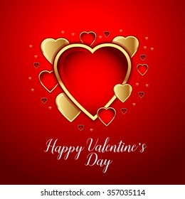 Happy Valentine's Day Greeting Card on red background, vector illustration