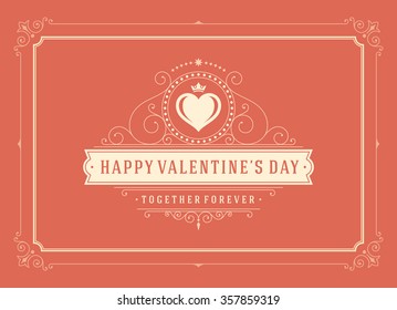Happy Valentine's Day Greeting Card or Poster Vector illustration. Retro typography design and texture background. Happy Valentines Day background, Valentine Card, Love Heart.