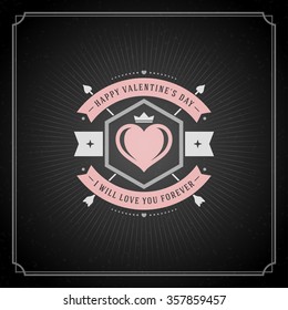 Happy Valentine's Day Greeting Card or Poster Vector illustration. Retro typography design and chalkboard background. Happy Valentines Day background, Valentine Card, Love Heart.