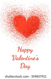 Happy Valentine's Day greeting card with blurred heart and confetti