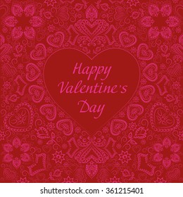 Happy Valentine's Day Greeting Card on red background