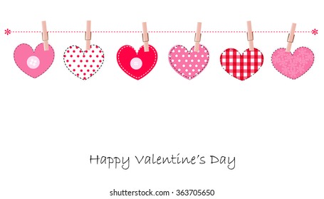 Happy Valentine's Day greeting card hanging love writing vector background