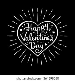Happy Valentine's day. Greeting Card. Handwriting lettering. Vector illustration.
