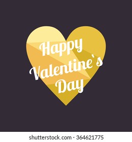 Happy Valentines Day Greeting Card. Golden Polygonal Heart. Vector Design Element for Greeting Card