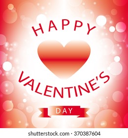 happy valentines day greeting card vector illustration - red heart on red and white border background bubbles with text