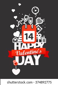 Happy valentines day greeting card. Vector illustration