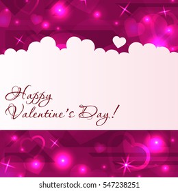 Happy Valentine's day Greeting Card with Hearts and space for text. Vector Background