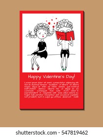 Happy Valentine's Day greeting card. Vector illustration.