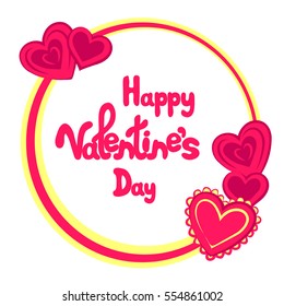Happy Valentine's day greeting card with hearts. Vector illustration.