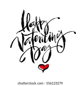 Happy Valentine's Day greeting card. Love You lettering. Modern brush calligraphy.