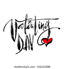 Happy Valentine's Day greeting card. Love You lettering. Modern brush calligraphy.