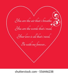 Happy Valentine's Day Greeting Card on red background, vector illustration.