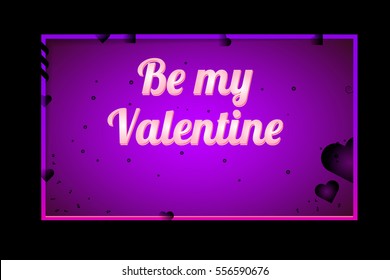 Happy Valentine's Day. Greeting Card the Valentine day on pink background with hearts, ribbons and decorations. Elements for wedding design. Be my valentine. Congratulations to all lovers. Horizontal