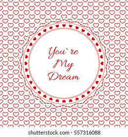 Happy Valentine's Day Greeting Card with hearts.