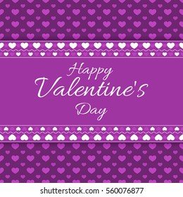 Happy Valentine's Day Greeting Card with hearts and place for text. Vector illustration.