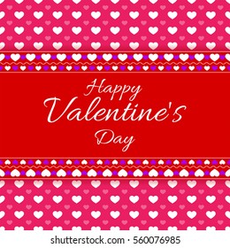 Happy Valentine's Day Greeting Card with hearts and place for text. Vector illustration.