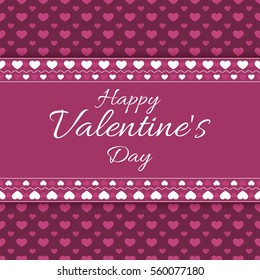 Happy Valentine's Day Greeting Card with hearts and place for text. Vector illustration.