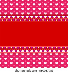 Happy Valentine's Day Greeting Card with hearts and place for text. Vector illustration.