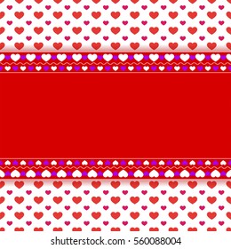 Happy Valentine's Day Greeting Card with hearts and place for text. Vector illustration.