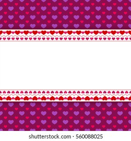Happy Valentine's Day Greeting Card with hearts and place for text. Vector illustration.