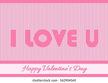 Happy Valentine's Day Greeting Card with Pinkish Stripes