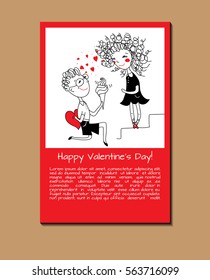 Happy Valentine's Day greeting card. Vector illustration.