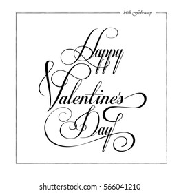 Happy Valentines Day greeting card. Vector template. Romantic poster with hearts, festive background. Love, poster, banner, e-card. Advertising, design, Calligraphy, poster. Origami Cut paper heart