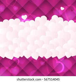 Happy Valentine's day Greeting Card with Hearts and space for text. Vector Background