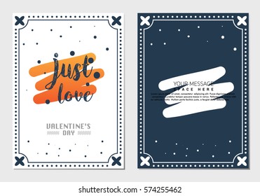 Happy Valentine's Day greeting card typography flyer template with lettering. Poster, card, label, banner design set. Vector illustration