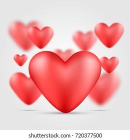Happy Valentine's Day greeting card with red heart on white background. vector illustration