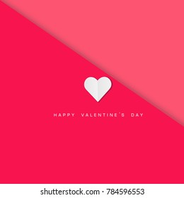 Happy Valentine's Day greeting card with heart in the middle on pink background, vector illustration.