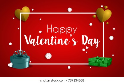Happy Valentine's Day greeting card design with frame, gift bow and different patterns hearts, vector illustrattion