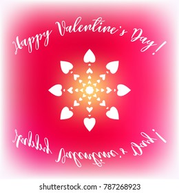 Happy Valentine's day greeting card with decorative element on colorful gradient background. Vector illustration.