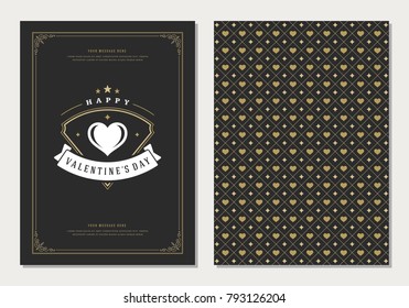 Happy Valentines Day Greeting Card or Poster Vector illustration. Retro typography design and pattern background.