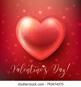 Happy Valentines Day Greeting Card with red heart. Love vector background