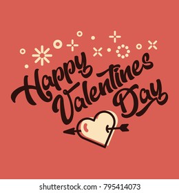 Happy valentines day greeting card with arrow and heart design