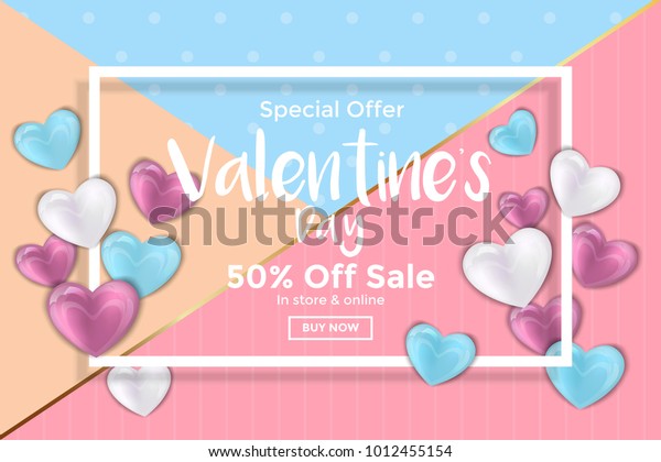 Happy Valentines Day Greeting Card Banner Stock Vector Royalty Free 1012455154