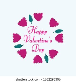 Happy Valentine's Day greeting card.blue background with flower and a frame - Vector illustration
