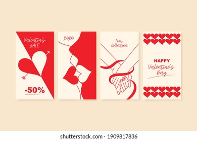 Happy Valentine's Day greeting cards. Trendy abstract art templates. Suitable for social media stories, mobile apps, banners design and webinternet ads.