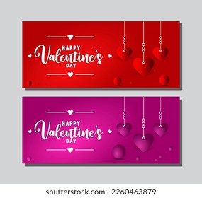 Happy Valentine's Day greeting cards on purple  red background