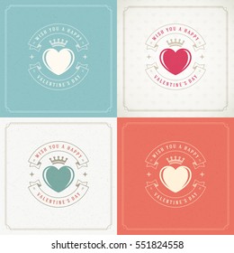 Happy Valentines Day Greeting Cards or Posters Set Vector illustration. Retro typography design and texture background. Heart shape symbol and elements, Love Concept. Happy Valentines Day Greeting Cards or Posters Set Vector illustration. Retro typography design and texture background. Heart shape symbol and elements, Love Concept.
