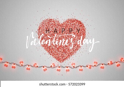 Happy Valentines Day. Greeting Cards holiday. Phrase for design of brochures, posters, banners web. Vector illustration. 