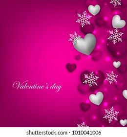 Happy Valentine's day Greeting Cart heart balloons background  snowflake
