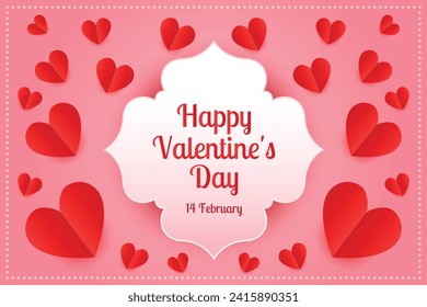 happy valentines day greeting with hearts design vector