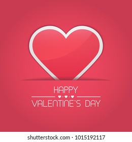 Happy Valentine's Day greeting postcard with heart over red. Vector illustration