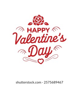 Happy Valentine's Day greeting, romantic Typography Template, vector Design. Valentine's Day sticker, Banner, wallpaper, heart, rose elements background—isolated illustration poster 14 February. 