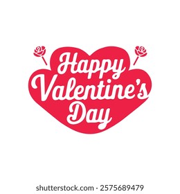 Happy Valentine's Day greeting, romantic Typography Template, vector Design. Valentine's Day sticker, Banner, wallpaper, heart, rose elements background—isolated illustration poster 14 February. 